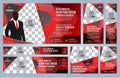 Set of Red Web banners templates Coverpage