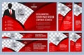 Set of Red Web banners templates Coverpage