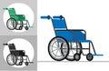 Wheelchairs, blue, green, black on a white background Royalty Free Stock Photo