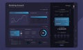 Banking account dashboard admin panel interface with dark mode concept