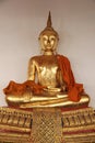 One Gold Buddha With Smiling Face And Wall