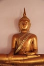 Arts. Old Golden Buddhas With Smiling Face Royalty Free Stock Photo