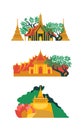 Collection of Buddhist temples in Thailand.