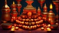 Temple Adorned with Diwali Lamps