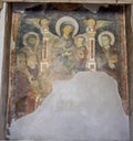 Temple of Antoninus and Faustina. Paint of Madonna and Child with Saints.