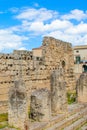 Temple of Apollo in Ortigia Island, Syracuse, Sicily, Italy. Colonnade remnants. Ancient Greek ruins, famous archaeological site. Royalty Free Stock Photo