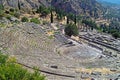 Temple of Apollo and the theater at Delphi oracle archaeological Royalty Free Stock Photo