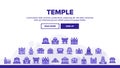 Temple Architecture Landing Header Vector