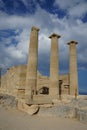 The Temple of Athena Lindia was a sanctuary on the Acropolis in Lindos, dedicated to the goddess Athena. Royalty Free Stock Photo