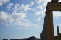 The Temple of Athena Lindia was a sanctuary on the Acropolis in Lindos, dedicated to the goddess Athena. Royalty Free Stock Photo