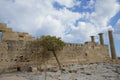 The Temple of Athena Lindia was a sanctuary on the Acropolis in Lindos, dedicated to the goddess Athena. Rhodes Royalty Free Stock Photo