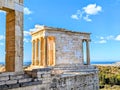 Temple of Athena Nike at the Acropolis in Athens Greece with the warm sunlight shining through the columns Royalty Free Stock Photo