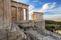 Temple of Athena Nike Propylaea Ancient Entrance Gateway Ruins Acropolis Athens - Greece, nobody Royalty Free Stock Photo