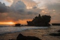 Tanah Lot Temple. Tanah Lot water temple in Bali during sunset. Famous hindu temple main Bali landmark. Indonesia Royalty Free Stock Photo