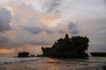 Tanah Lot Temple. Tanah Lot water temple in Bali during sunset. Famous hindu temple main Bali landmark. Indonesia Royalty Free Stock Photo