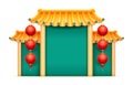Temple with bamboo roof in Chinese style isolated
