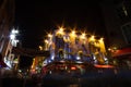 DUBLIN, IRELAND - JANUARY 1, 2017: Nightlife at popular historical part of the city - Temple Bar quarter. The area is the location