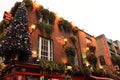 Temple Bar Pub in Temple lane - Central Dublin, Ireland - Cultural quarter - Christmas Tree - Nightlife hub Royalty Free Stock Photo