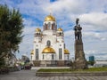 Temple on blood. Orthodox Church at the site of the execution of the last Emperor of Russia. Royalty Free Stock Photo