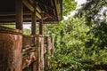 Temple building in a green forest. Temple in the jungle. Monkey forest in Ubud, Bali, Indonesia Royalty Free Stock Photo