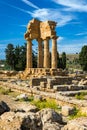 The Temple Of Castor And Pollux, Dioscuri Brothers, Panoramic Banner Image. It Has Only Four Columns Left, It Is Symbol Of