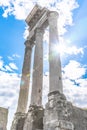 Temple of Castor and Pollux, Italian: Tempio dei Dioscuri. Ancient ruins of Roman Forum, Rome, Italy Royalty Free Stock Photo