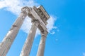 Temple of Castor and Pollux, Italian: Tempio dei Dioscuri. Ancient ruins of Roman Forum, Rome, Italy Royalty Free Stock Photo