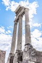 Temple of Castor and Pollux, Italian: Tempio dei Dioscuri. Ancient ruins of Roman Forum, Rome, Italy Royalty Free Stock Photo