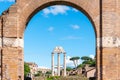 Temple of Castor and Pollux, Italian: Tempio dei Dioscuri. Ancient ruins of Roman Forum, Rome, Italy. Detailed view Royalty Free Stock Photo