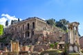 Temple of Castor and Pollux and Palantine hill. The Ruins of Ro Royalty Free Stock Photo