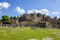 Temple of Castor and Pollux and Palantine hill. The Ruins of Ro Royalty Free Stock Photo
