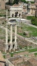 Temple of Castor & Pollux at Roman Forum. The ruins of ancient Rome in the heart of Rome. Royalty Free Stock Photo