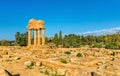 The Temple of Castor and Pollux at the Valley of the Temples in Agrigento - Sicily, Italy Royalty Free Stock Photo