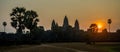 The temple complex of Angkor Wat.The dawn of the sun Royalty Free Stock Photo