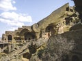 The temple complex of the Lavra David Gareji, a temple carved by monks in a rock from soft mineral rock