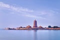 Temple complex on a peninsula with Pagoda, Penglai, China