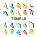 Temple Construction Collection Icons Set Vector color