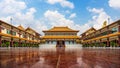 Temple court at the Taiwanese style temple named Fo Guang Shan Thaihua, located in Khlong Sam Wa district, Bangkok, Thailand