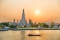 Temple of Dawn or Wat Arun in Bangkok at sunset Royalty Free Stock Photo