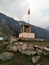 A temple in the dhauladhar mountain range in himachal pradesh Royalty Free Stock Photo