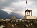 A temple in the dhauladhar mountain range in himachal pradesh Royalty Free Stock Photo