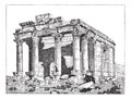 Temple of Diocletian, Palmyra, Syria, vintage engraving