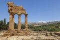 Temple of Dioscuri Castor and Pollux. Famous ancient ruins in Valley of Temples, Agrigento, Sicily, Italy Royalty Free Stock Photo