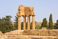 Temple of Dioscuri Castor and Pollux. Famous ancient ruins in Valley of the Temples, Agrigento, Sicily, Italy. UNESCO World Royalty Free Stock Photo