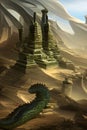 Temple of an Eastern dragon - Digitally painted color fine artwork