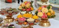 Food offerings to the Emerald Buddha, Wat Phra Kaew, Thailand. Royalty Free Stock Photo