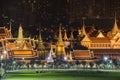 Temple of the Emerald Buddha, Grand palace, Wat Pho, Temple of Dawn, and Sanam Luang, Wat Phra Kaew, and skyscraper buildings. Royalty Free Stock Photo