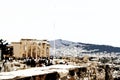 Temple Erechtheion with the famous porch of the caryatids instead of columns in the Acropolis Royalty Free Stock Photo