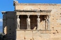 The Temple of Erechtheion's famous porch with 6 caryatids in the Acropolis. Royalty Free Stock Photo