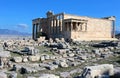 The Temple of Erechtheion's porch with 6 caryatids in the Acropolis of Athens, Greece. Royalty Free Stock Photo